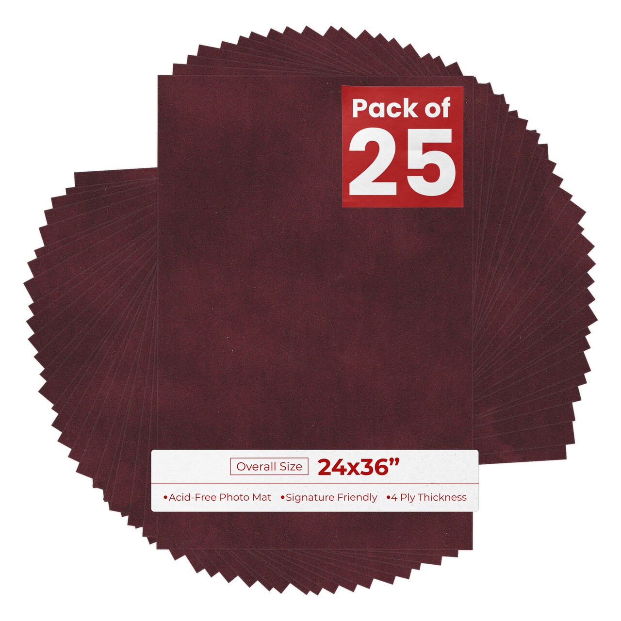 Dark Red Suede 24x36 Uncut Mat Board - Blank Sheets, No Opening